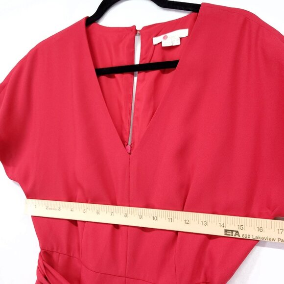 Boden Romilly Jumpsuit Size 4R Belted With Pockets Wide Cropped Leg Red V-Neck - Picture 5 of 14